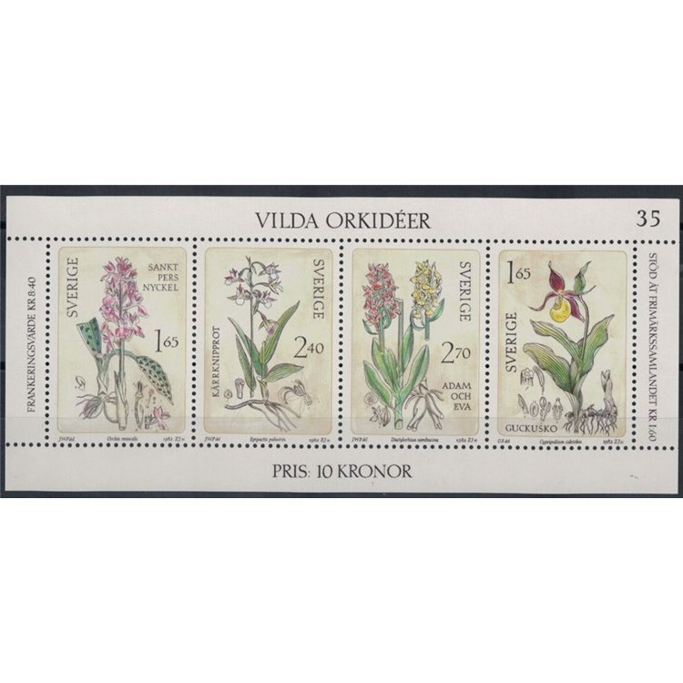 SWEDEN 1982 Wild orchids s/s