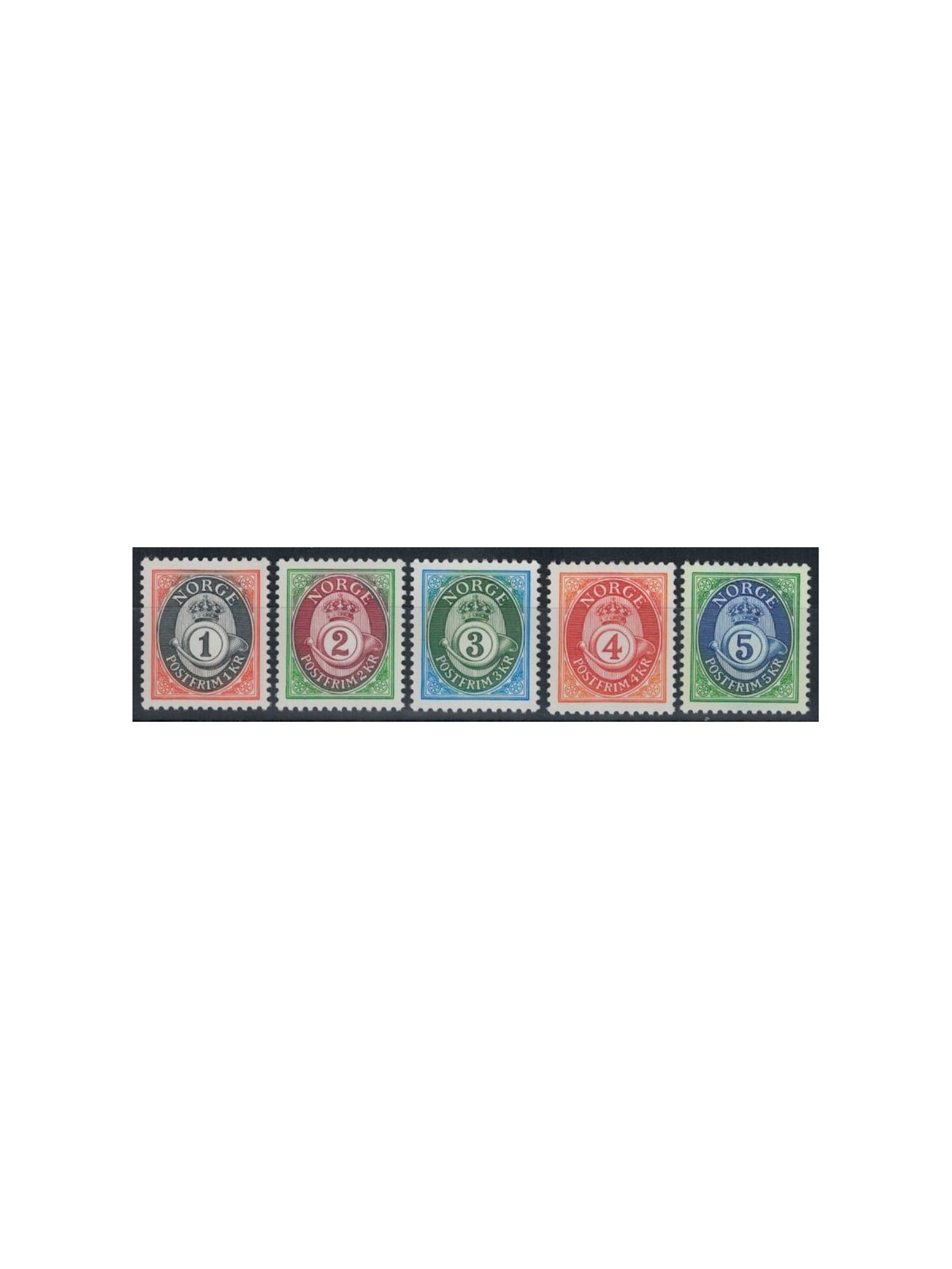 NORVEGIA 1992 Corno di posta - Definitives, post horn 5v MNH**