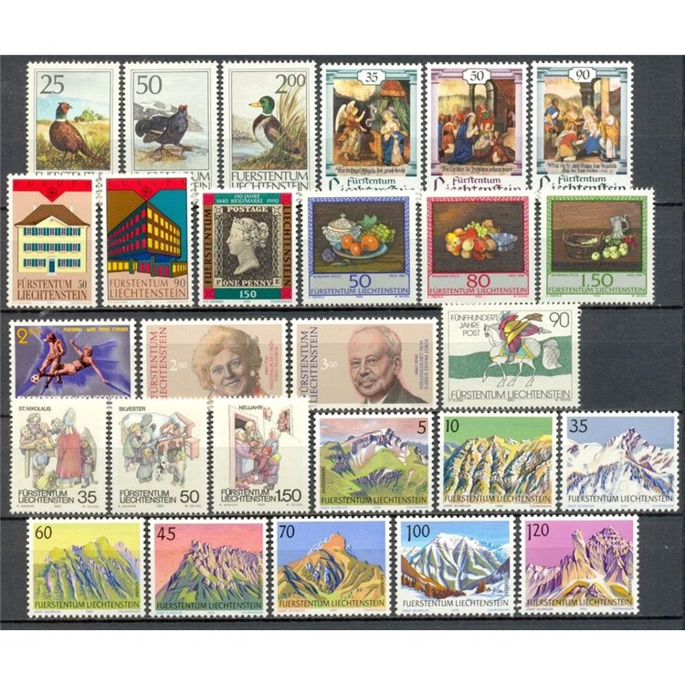 LIECHTENSTEIN 1990 Complete Year Set 27v MNH**