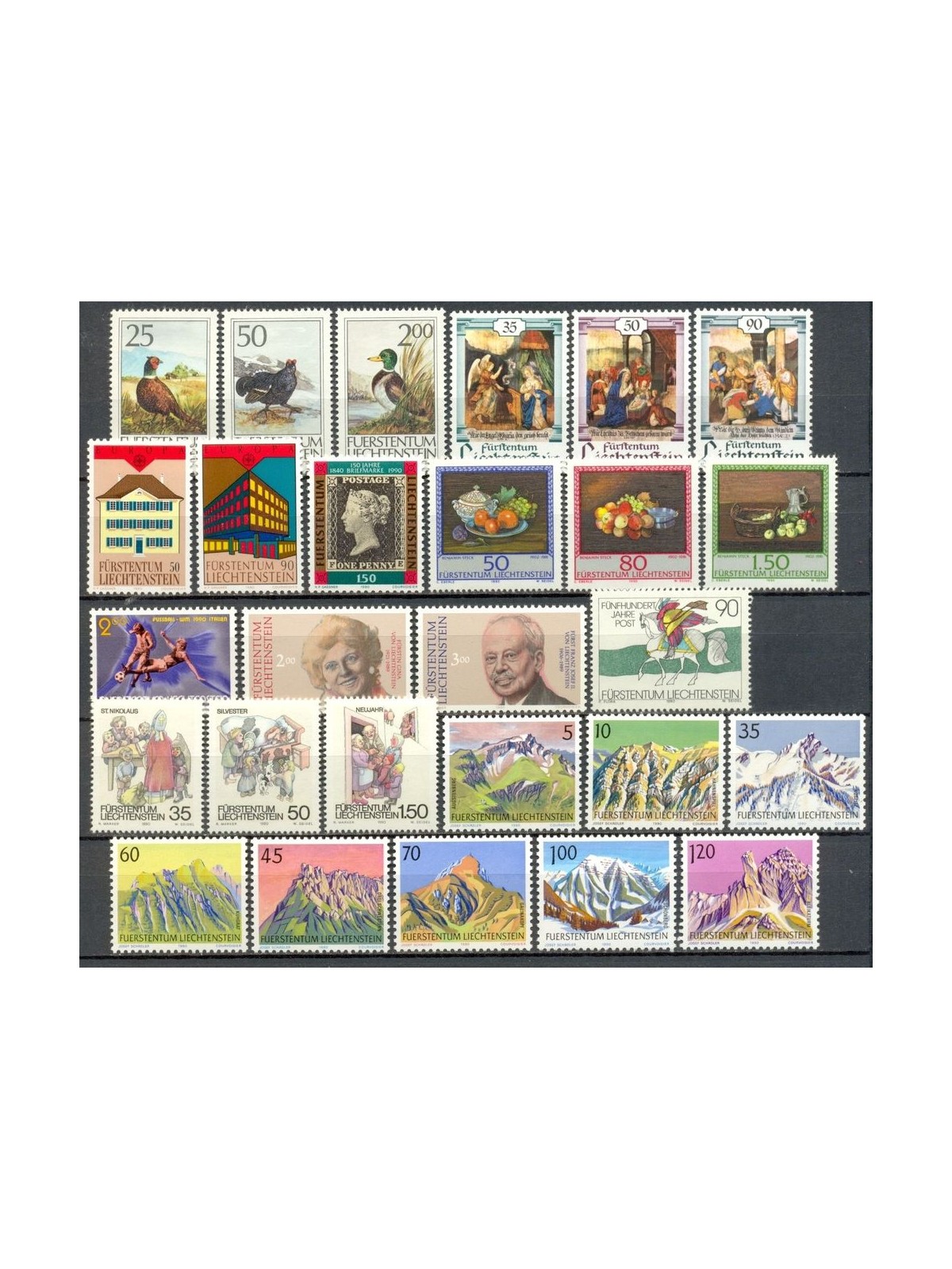 LIECHTENSTEIN 1990 Annata completa - Complete Year Set 27v MNH**