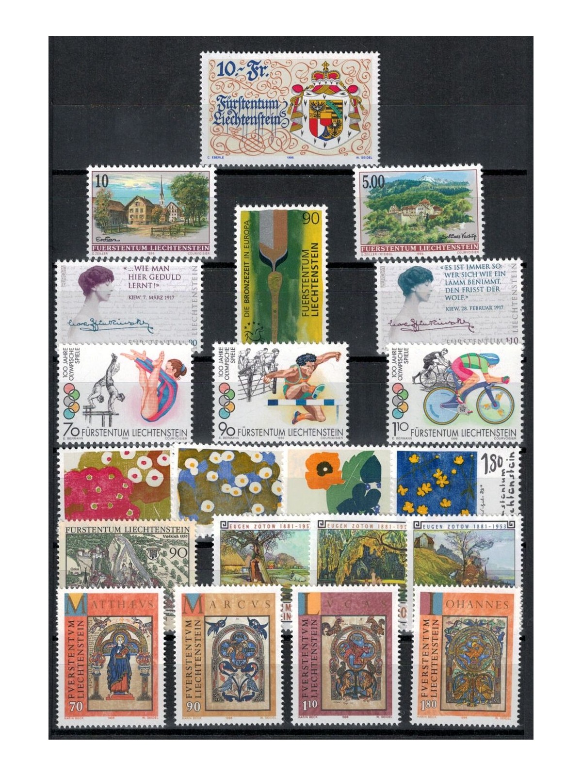 LIECHTENSTEIN 1996 Annata completa - Complete Year Set 21v MNH**
