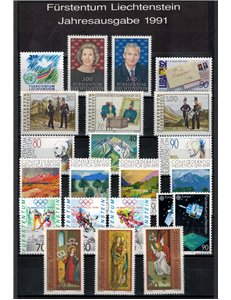 LIECHTENSTEIN 1991 Complete Year Set 22v MNH**
