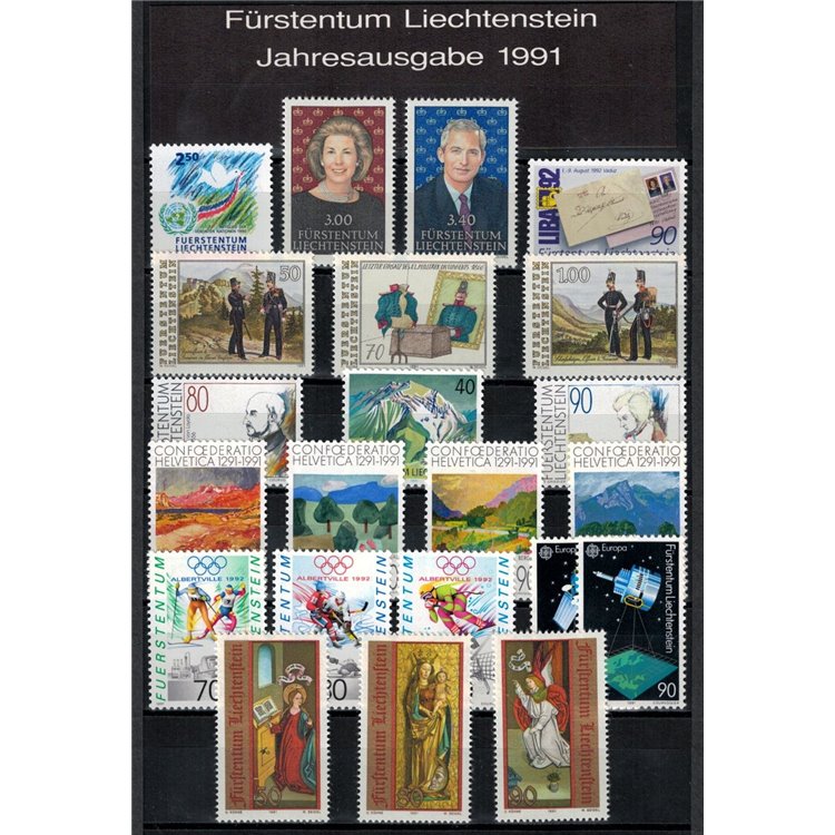 LIECHTENSTEIN 1991 Annata completa 22v MNH**