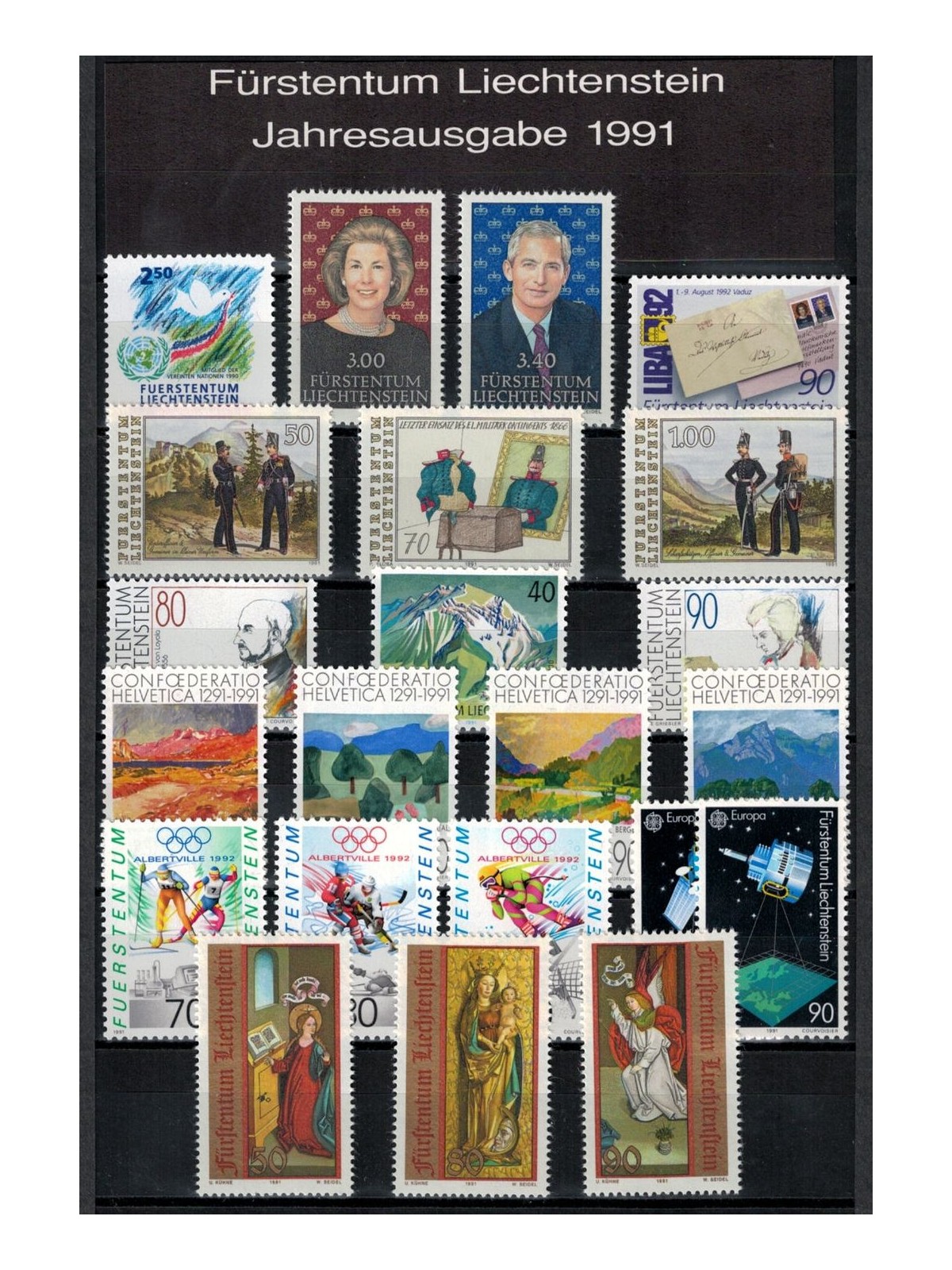 LIECHTENSTEIN 1991 Complete Year Set 22v MNH**