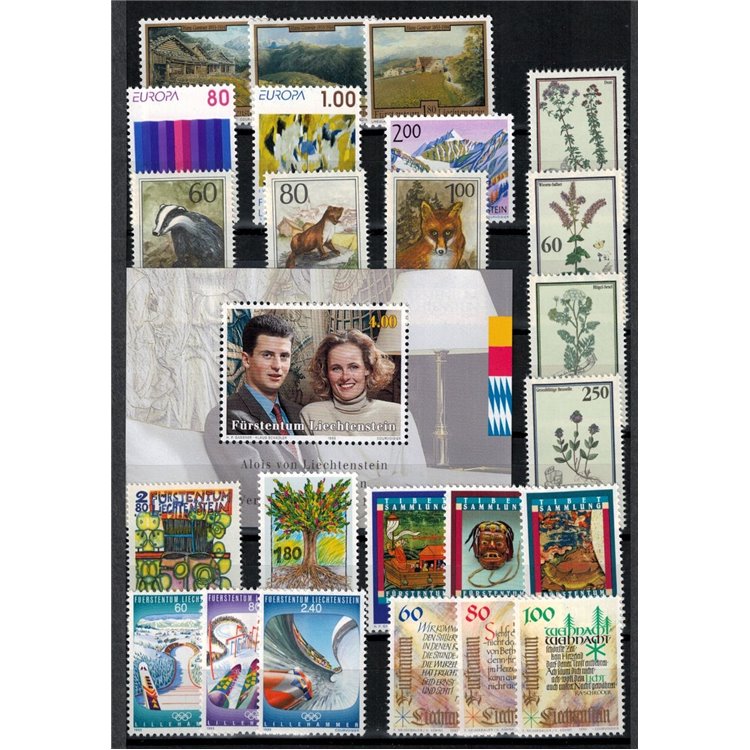 LIECHTENSTEIN 1993 Complete Year Set 24v + 1 s/s MNH**