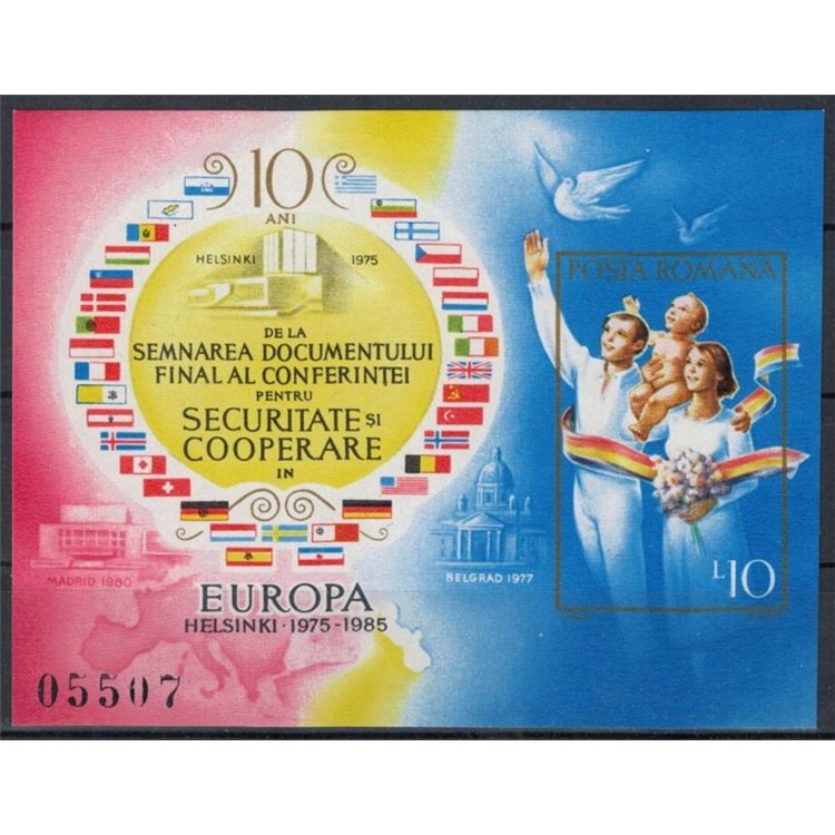 ROMANIA 1985 Helsinki Accords, KSZE 1 s/s MNH**