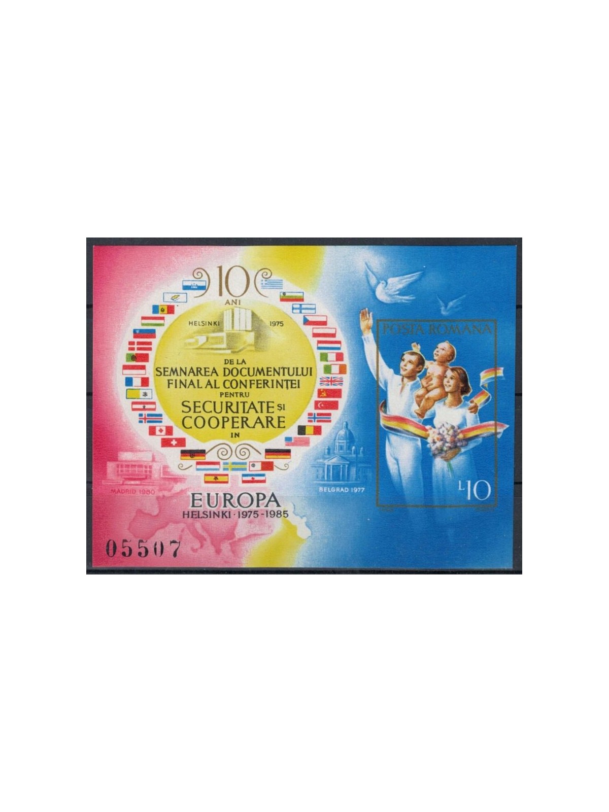 ROMANIA 1985 Helsinki Accords, KSZE 1 s/s MNH**