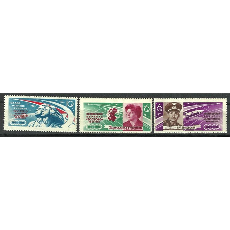 RUSSIA 1963 Vostok 5 e 6, volo spaziale di gruppo 3v MNH**
