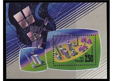 RUSSIA 1993 Space telecommunications - Space, Satellites s/s MNH**