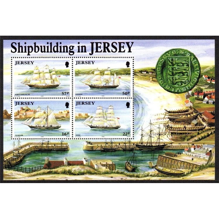 JERSEY 1992 Costruzioni navali BF MNH**
