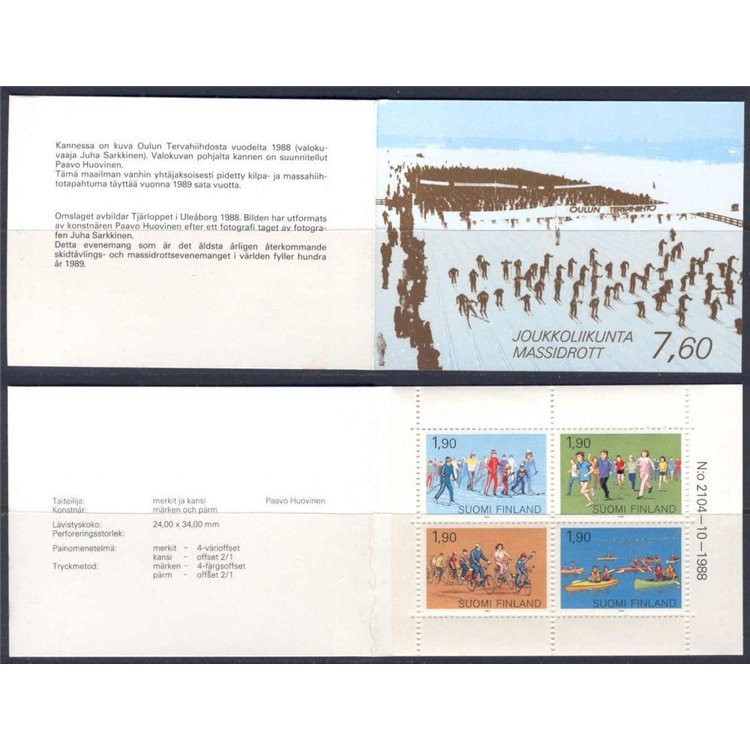 FINLAND 1989 Mass sports booklet MNH**
