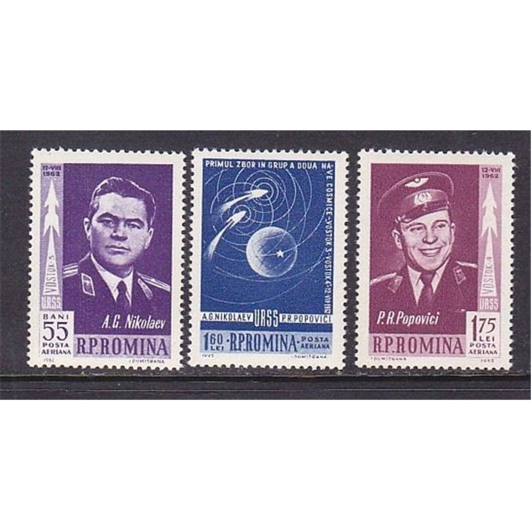 ROMANIA 1962 Group Space Flight, Vostok III & IV 3v MNH**