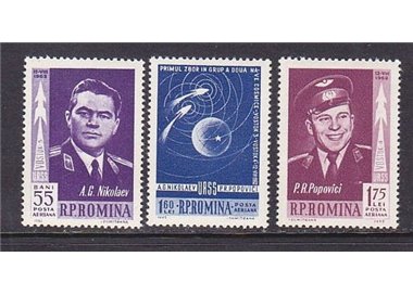 ROMANIA 1962 Group Space Flight, Vostok III & IV 3v MNH**