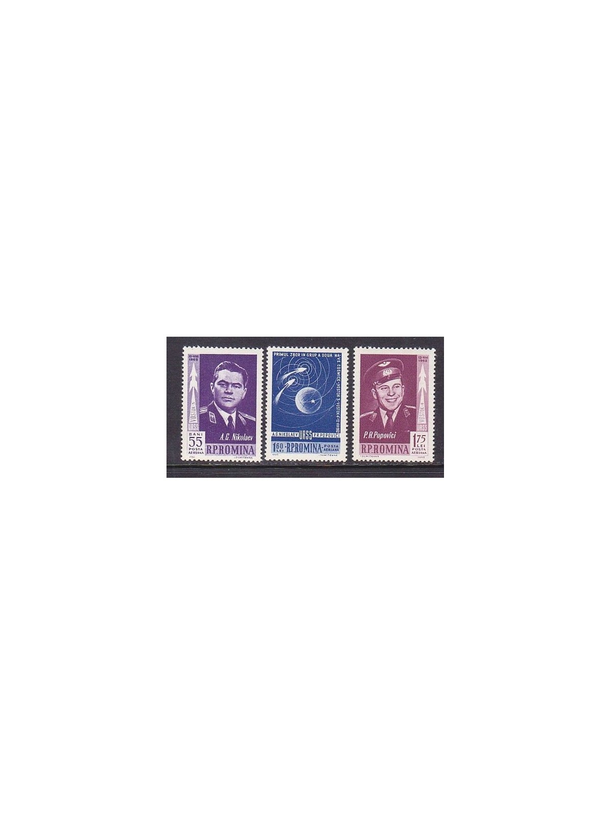 ROMANIA 1962 Group Space Flight, Vostok III & IV 3v MNH**