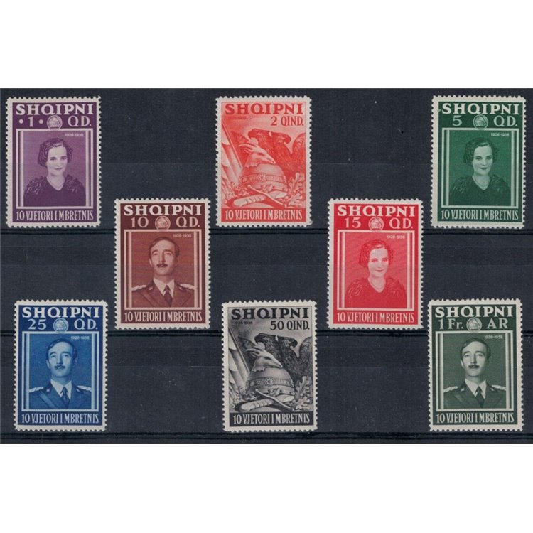 ALBANIA 1938 Anniversary of the Kingdom 8v MNH**