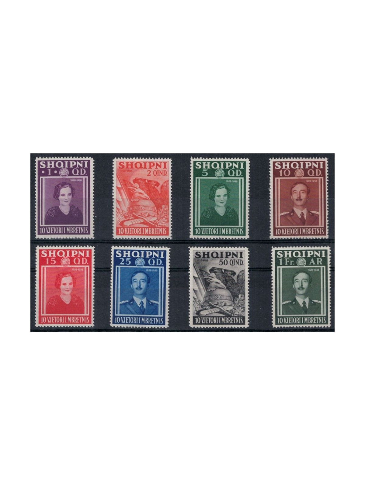 ALBANIA 1938 Anniversary of the Kingdom 8v MH*