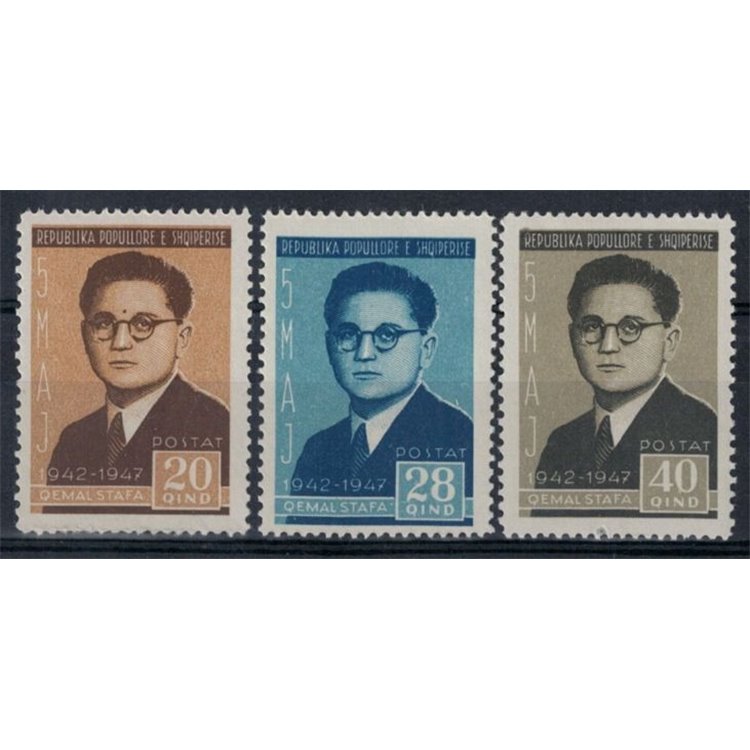 ALBANIA 1947 Qemal Stafa 3v MNH**