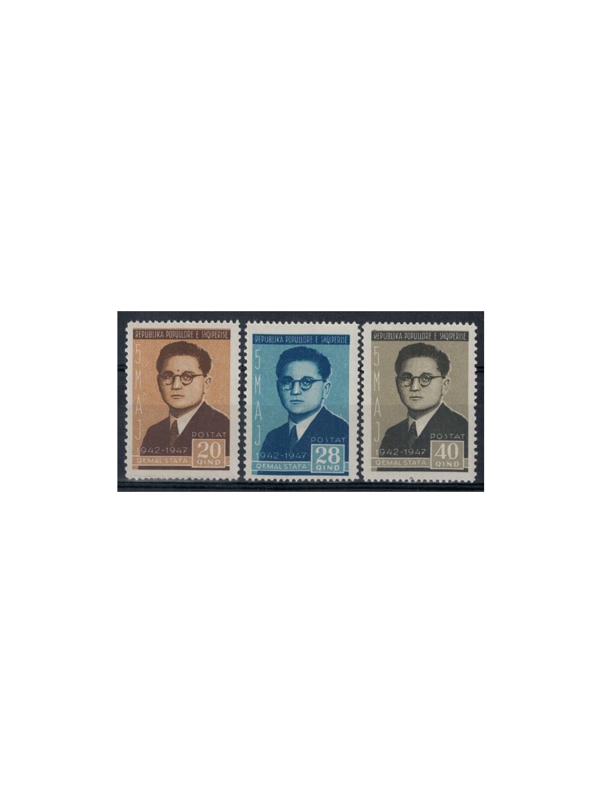 ALBANIA 1947 Qemal Stafa 3v MNH**
