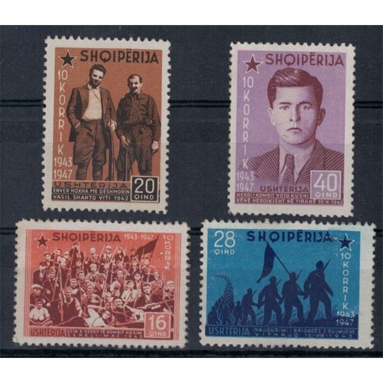 ALBANIA 1947 Anniversario dell'esercito popolare 4v MNH**