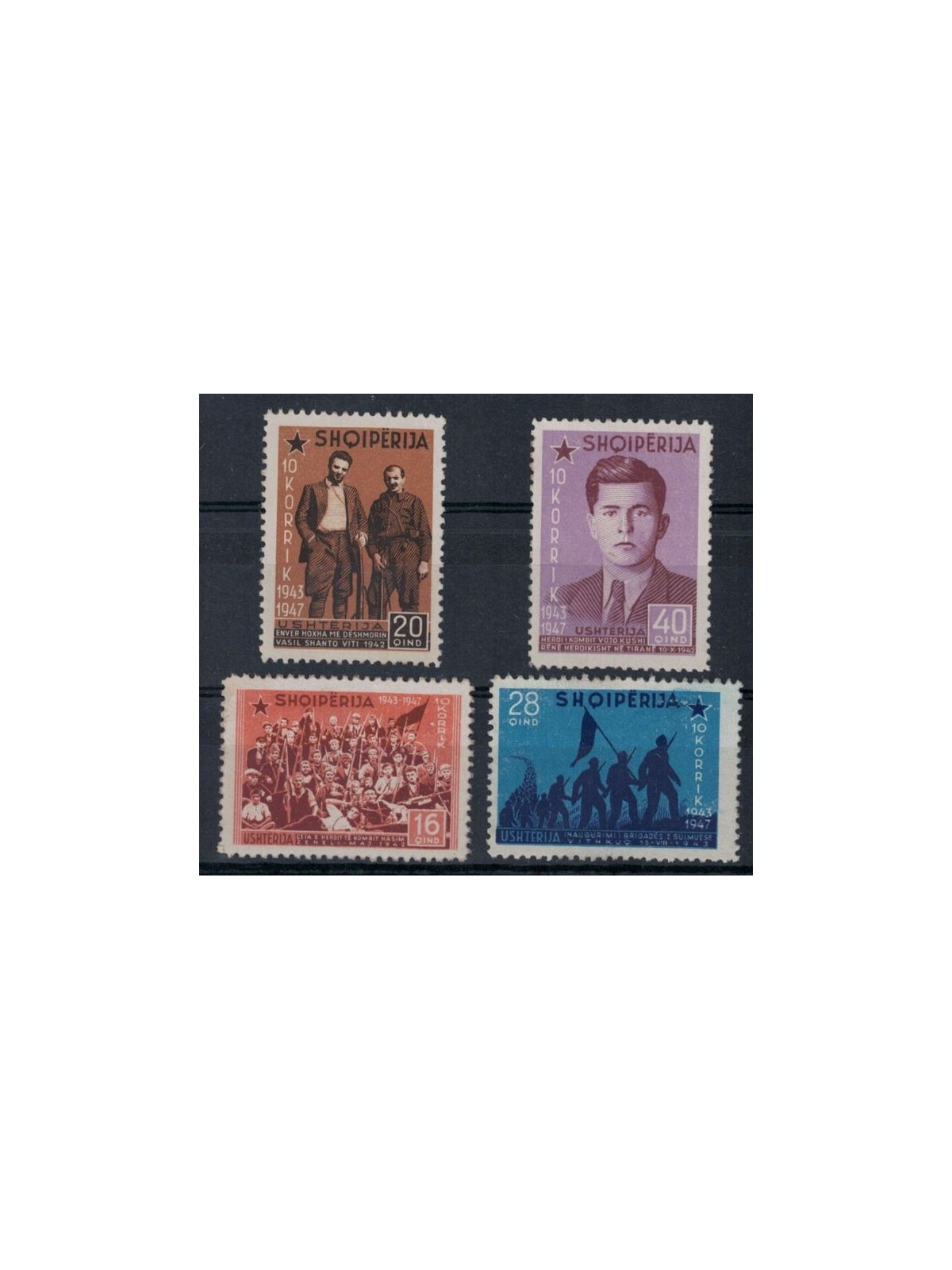ALBANIA 1947 Anniversario dell'esercito popolare 4v MNH**