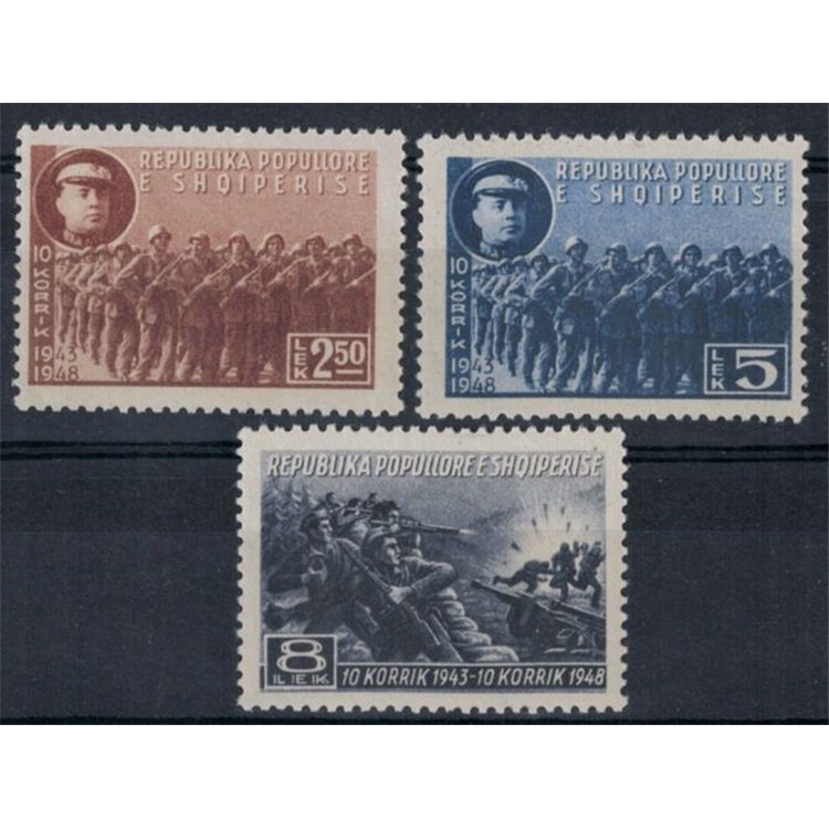 ALBANIA 1948 Anniversario dell'esercito popolare 3v MNH**