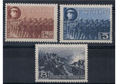ALBANIA 1948 Anniversario dell'esercito popolare 3v MNH**