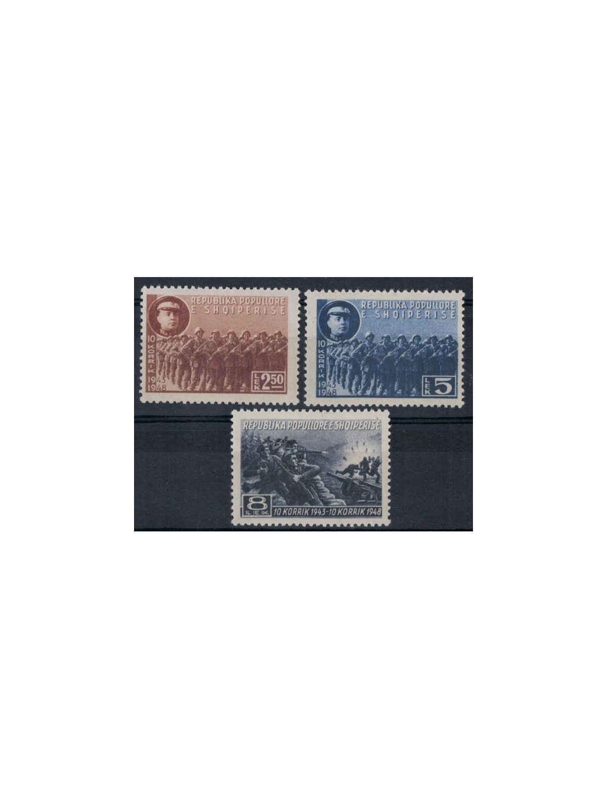 ALBANIA 1948 Anniversario dell'esercito popolare 3v MNH**