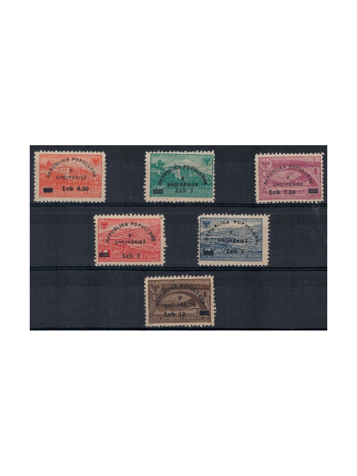 ALBANIA 1948 1946 series overprinted with new currency 6v MH*