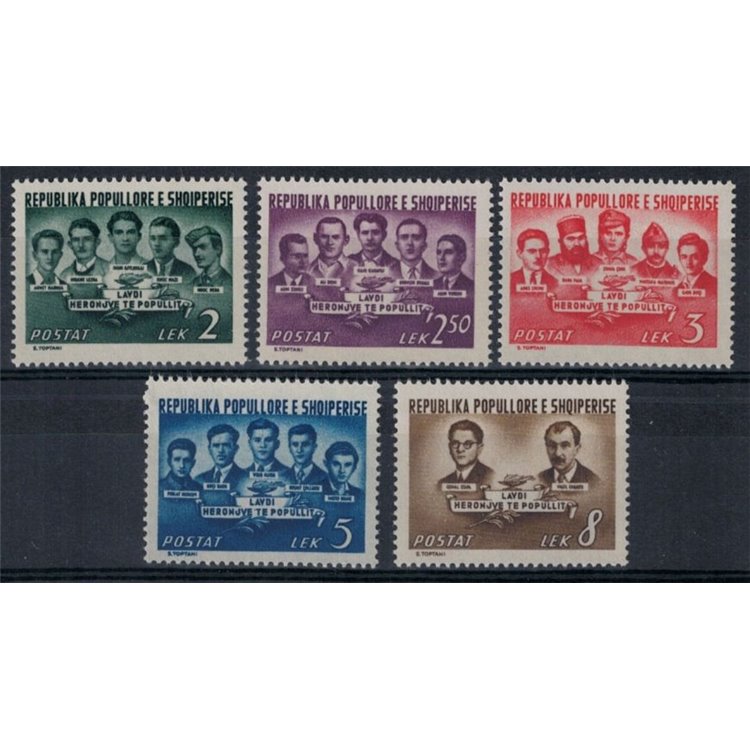 ALBANIA 1951 Anniversario della Liberazione 5v MNH**
