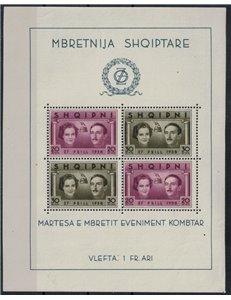 ALBANIA 1938 Royal Wedding s/s MNH**
