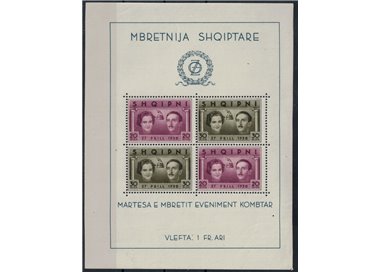 ALBANIA 1938 Royal Wedding s/s MNH**