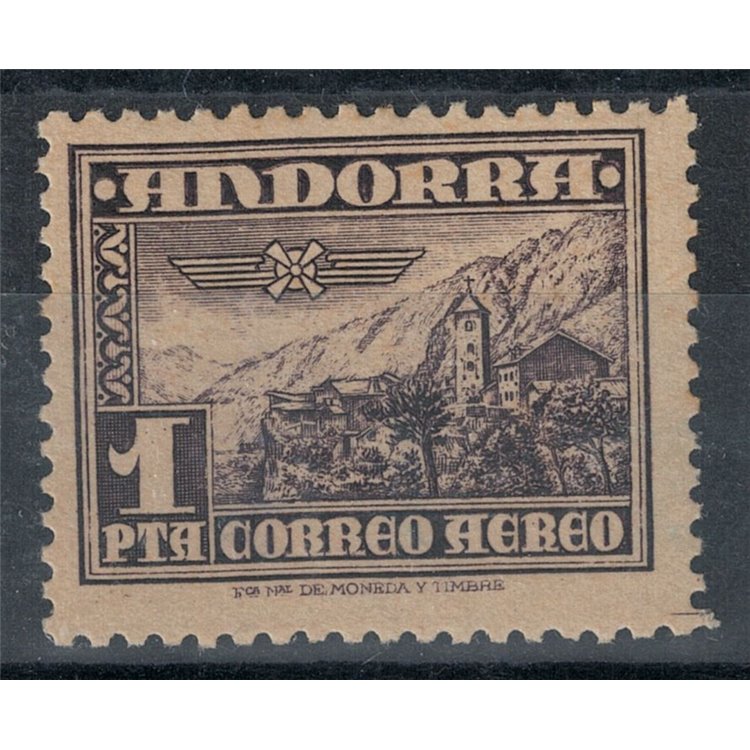 ANDORRA SPAGNOLA 1951 Posta aerea 1v MH*