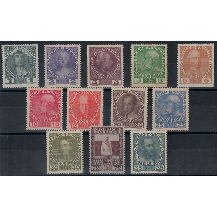 AUSTRIA 1908 Franz Joseph, carta opaca 12v MNH**