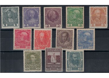 AUSTRIA 1908 Franz Joseph, opaque paper 12v MNH**