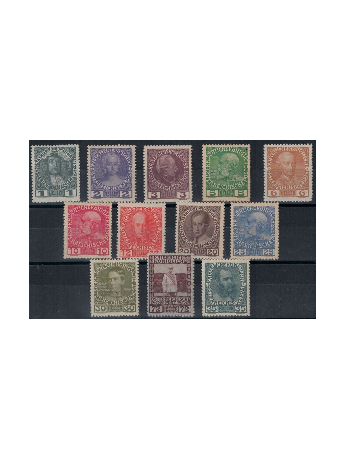 AUSTRIA 1908 Franz Joseph, opaque paper 12v MNH**