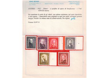 AUSTRIA 1932 Pittori 6v MNH**