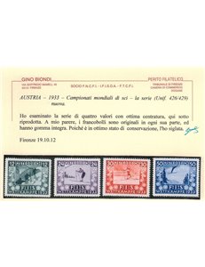 AUSTRIA 1933 Campionati di sci 4v MNH** ©