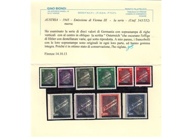AUSTRIA 1945 Francobolli di Germania soprastampati 10v MNH**