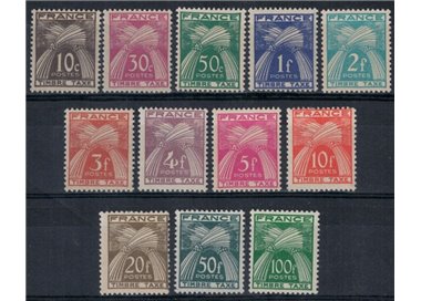 FRANCE 1946-53 Tax stamps 12v MNH**