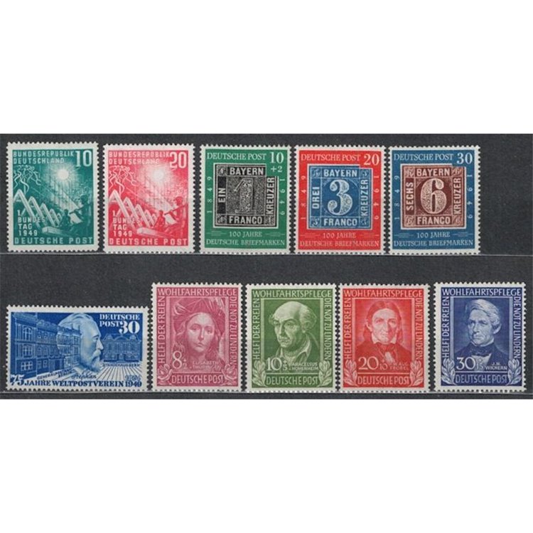 GERMANY FRG 1949 Complete year 10v MNH**