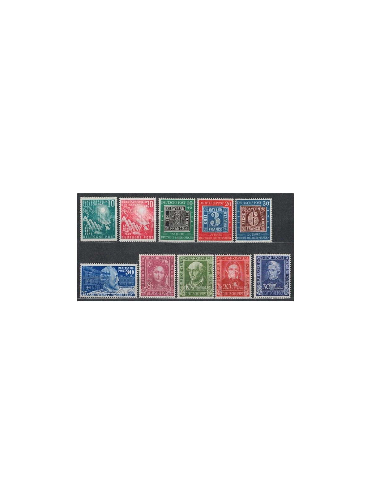 GERMANY FRG 1949 Complete year 10v MNH**