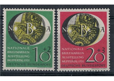 GERMANIA BRD 1951 Esposizione filatelica Wuppertal 2v MNH**