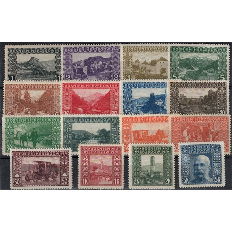 BOSNIA AND HERZEGOVINA 1906 Landscapes, views 16v MH*