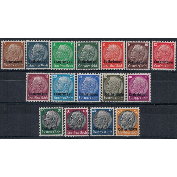 LORENA (OCC. TEDESCA) 1940 Soprastampati Lothringen 16v MNH**