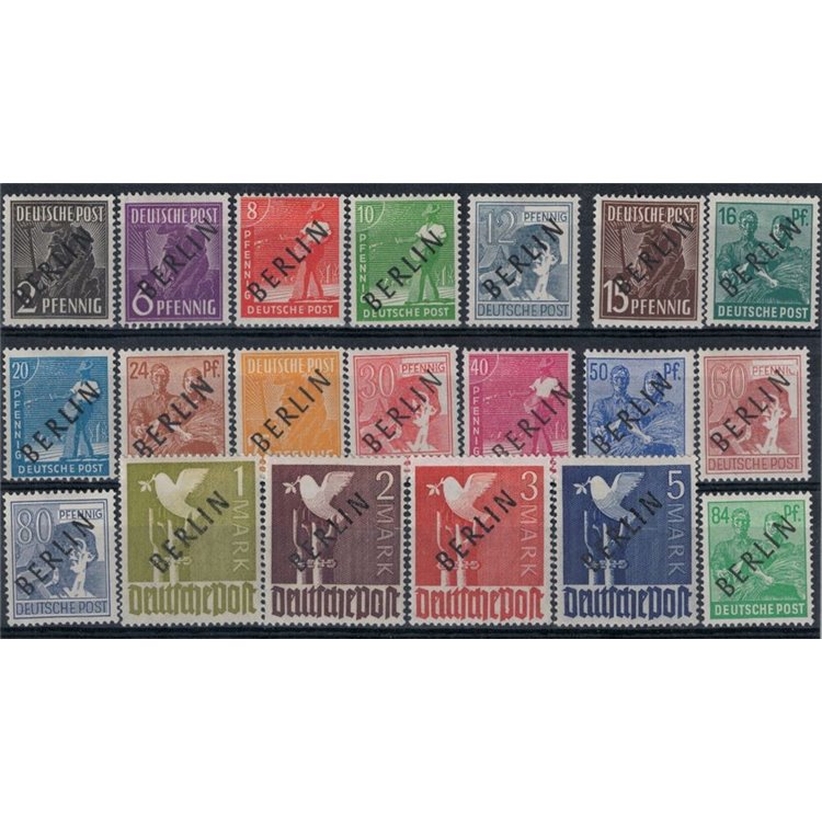 BERLIN 1948 AIS Zone stamps overprinted in black 20v MH* ©