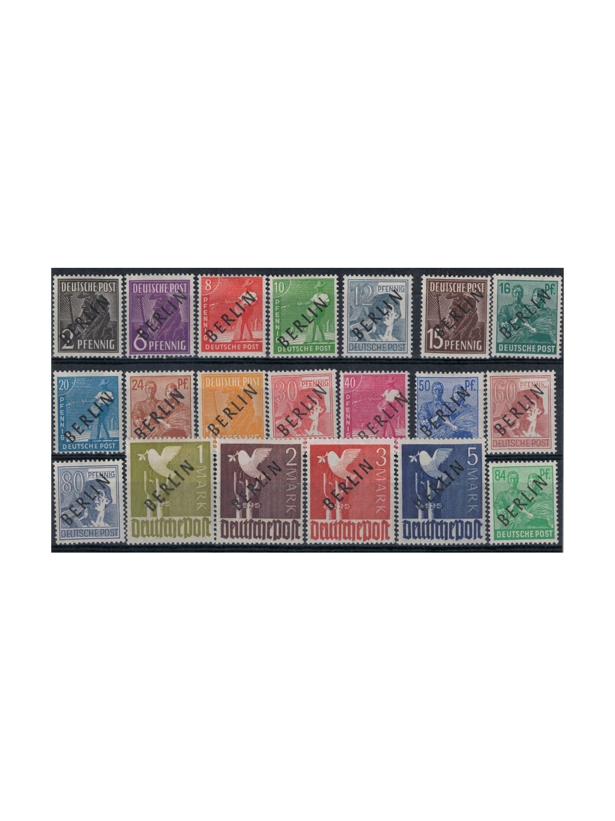 BERLIN 1948 AIS Zone stamps overprinted in black 20v MH* ©