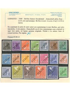 BERLINO 1948 Francobolli della Zona AIS soprast. in nero 20v MH* ©