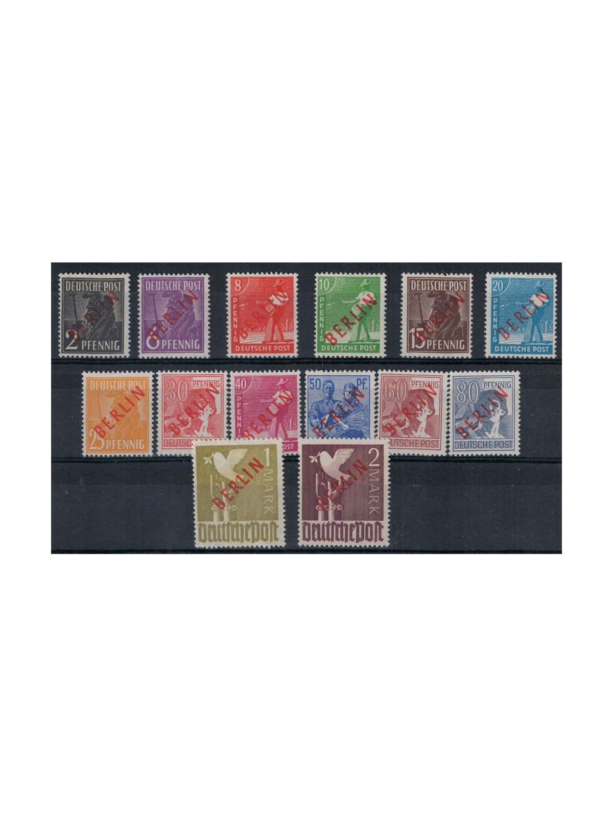 BERLIN 1949 AIS Zone stamps overprinted in red 14v MNH** ©