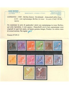 BERLINO 1949 Francobolli della Zona AIS soprast. in rosso 14v MNH** ©