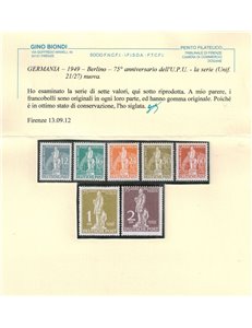BERLINO 1949 75° anniversario UPU 7v MH* ©